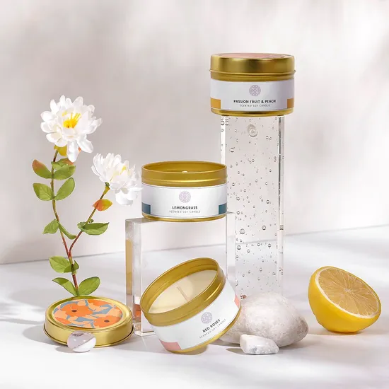 Vela de cera de soja com aroma amarelo e limão para conjunto de presente