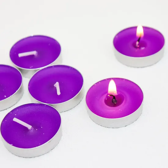 Venda por atacado de cera de parafina sem chama branca perfumada 4 horas e 8 horas velas tealight para festa de casamento